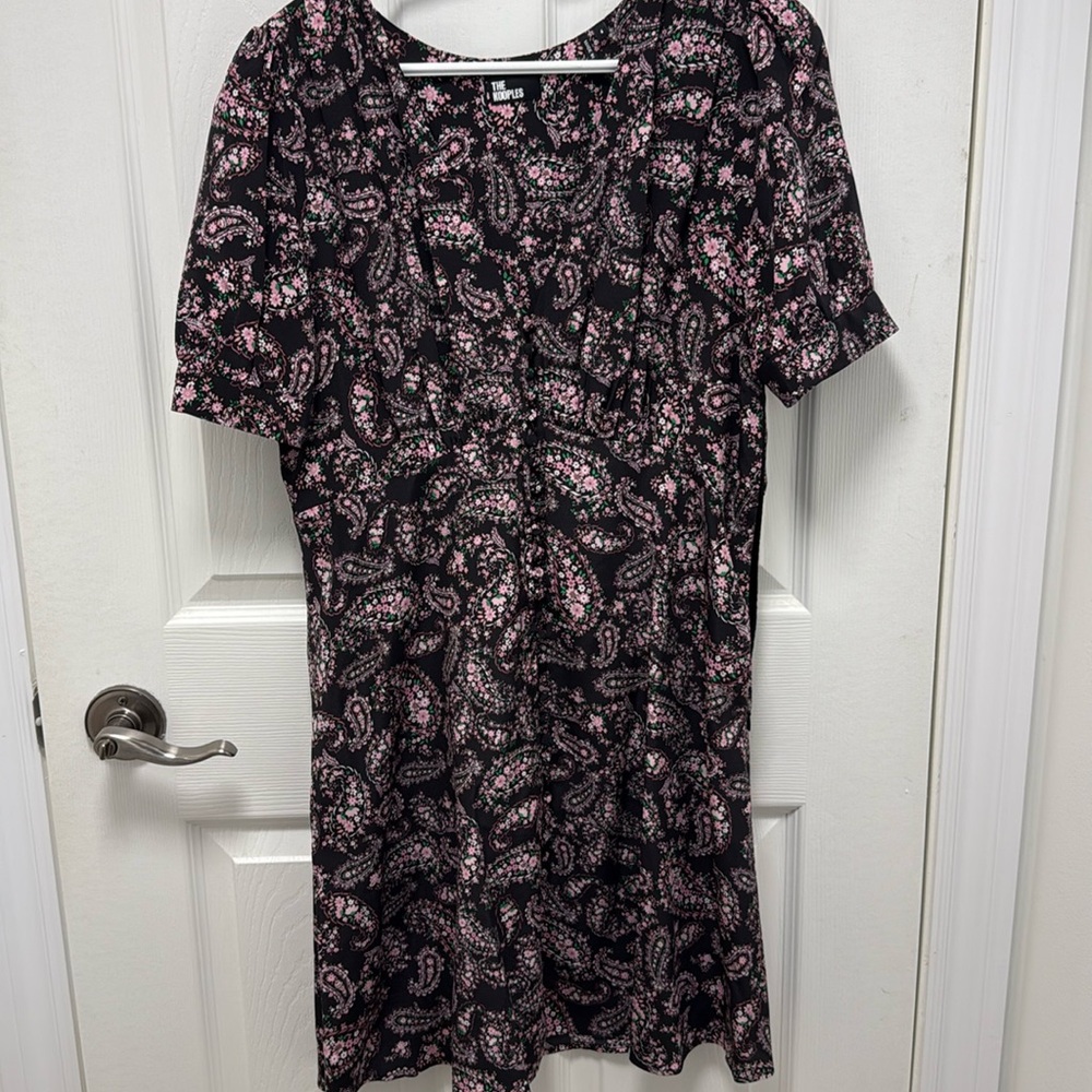 The Kooples mini dress in pink and black size 4 (large)